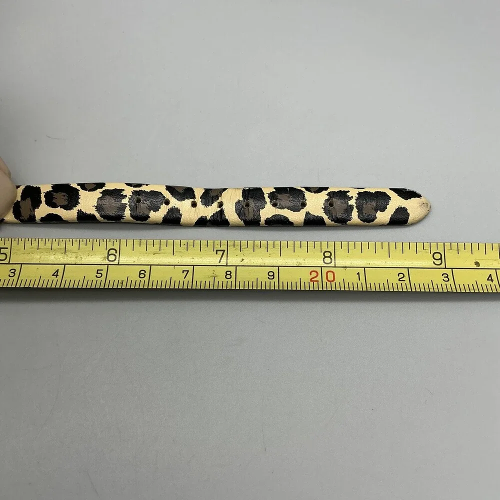 Fossil Womens Watch 23mm White Dial Gold Tone Leopard Leather Band New Battery